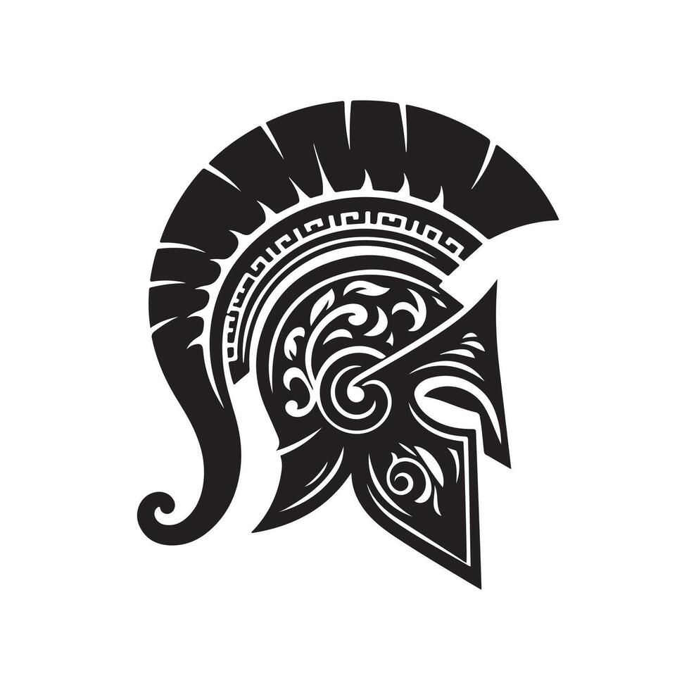Greek warrior Spartan helmet illustration vector