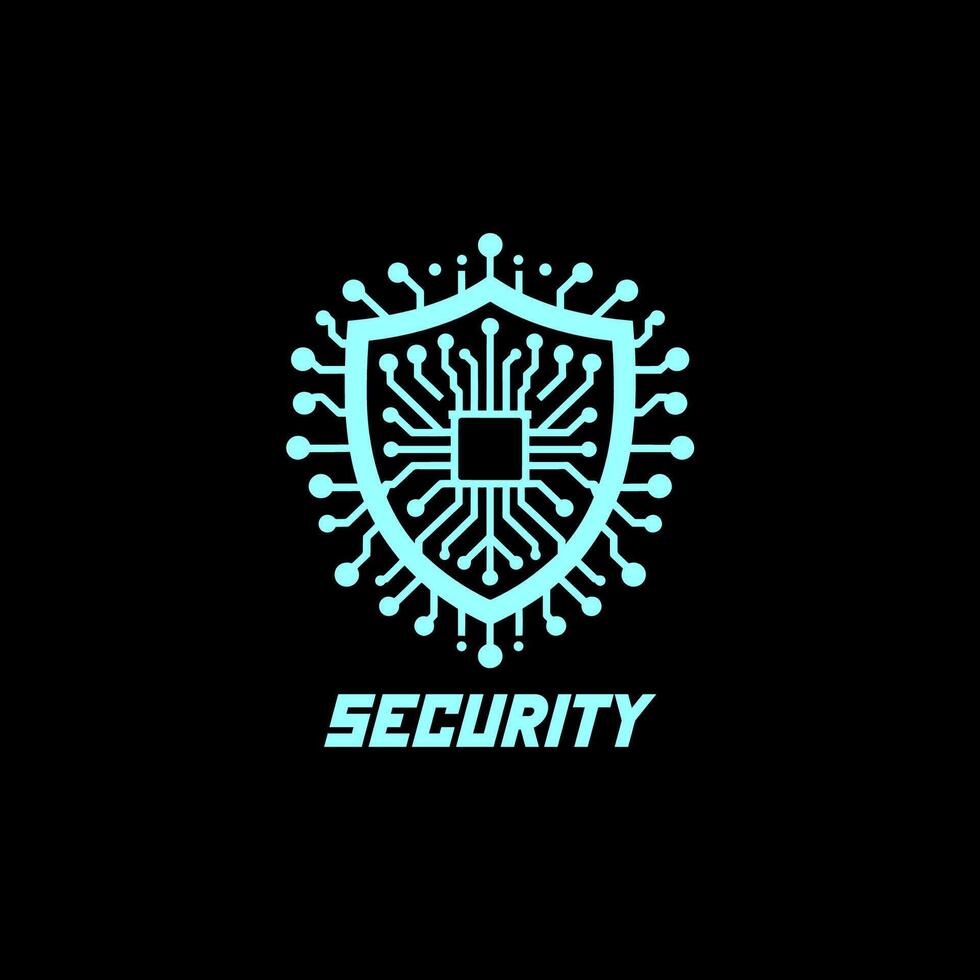 A cutting-edge logo featuring a circuit chip shield, symbolizing top-notch security and protection for your brand, perfect for tech companies, cybersecurity firms seeking a modern and dynamic vector