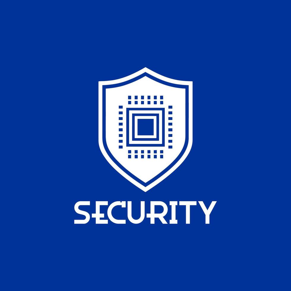 A cutting-edge logo featuring a circuit chip shield, symbolizing top-notch security and protection for your brand, perfect for tech companies, cybersecurity firms seeking a modern and dynamic vector