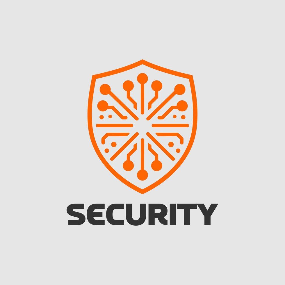 A cutting-edge logo featuring a circuit chip shield, symbolizing top-notch security and protection for your brand, perfect for tech companies, cybersecurity firms seeking a modern and dynamic vector
