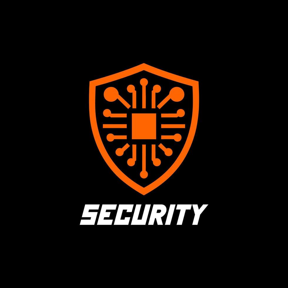 A cutting-edge logo featuring a circuit chip shield, symbolizing top-notch security and protection for your brand, perfect for tech companies, cybersecurity firms seeking a modern and dynamic vector