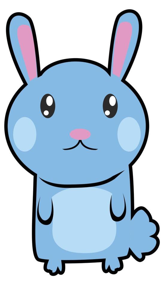 Cartoon or illustration of cute little rabbit blue color. on isolated white background for textured. vector