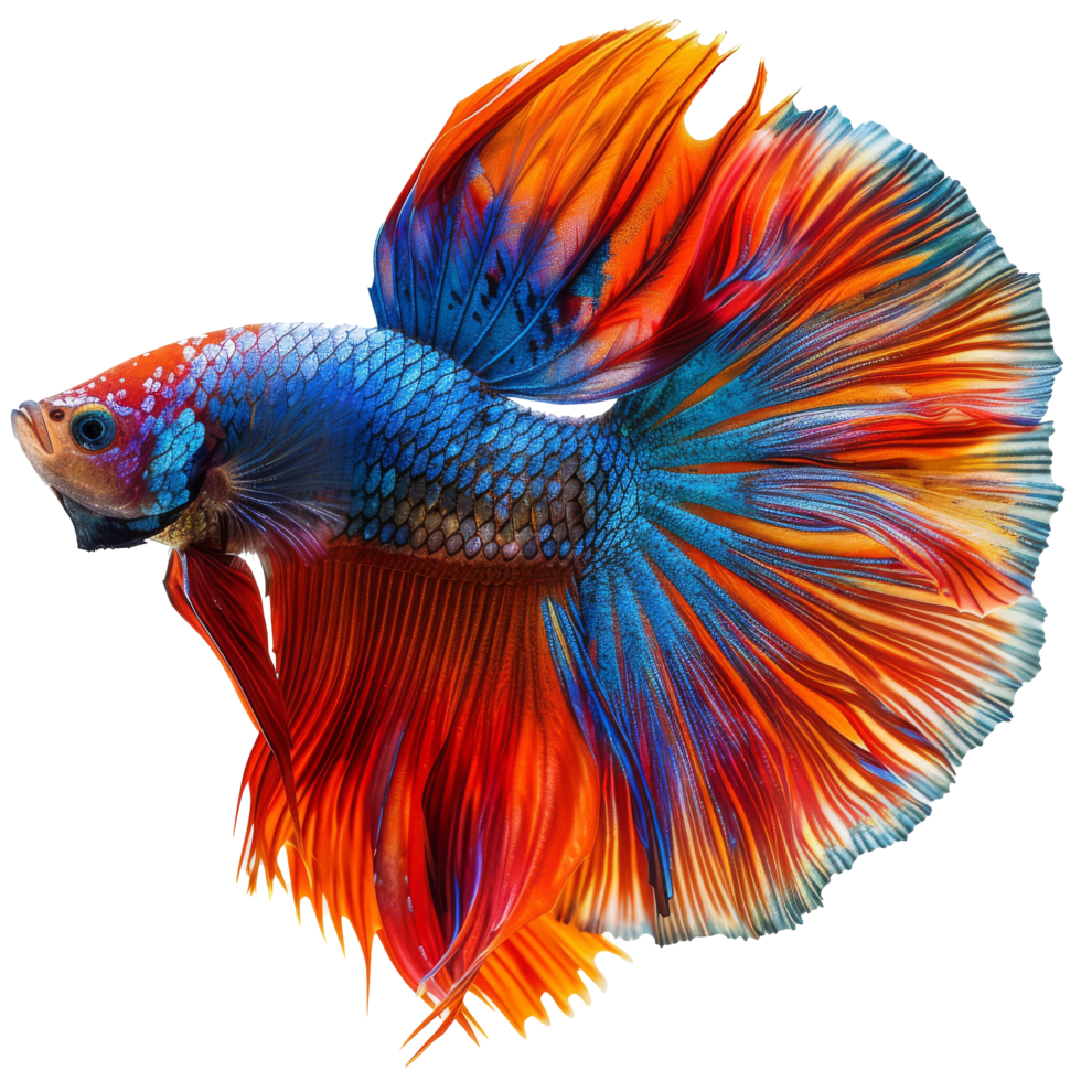 colorful betta fish isolated on transparent background png