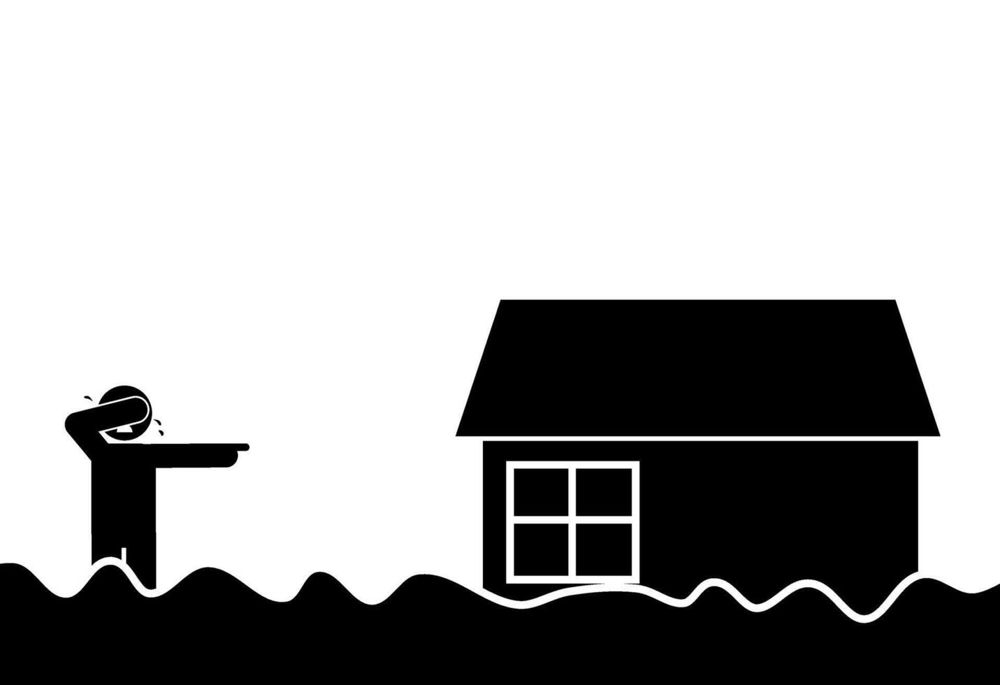 illustration of a flooded house vector