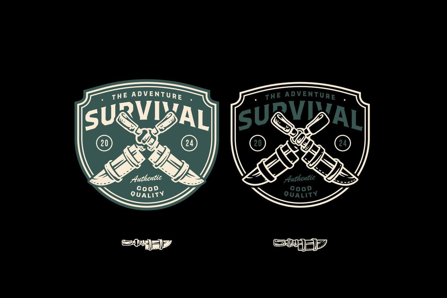 blade knife with sheath logo design for wildlife adventure and survival sport business vector