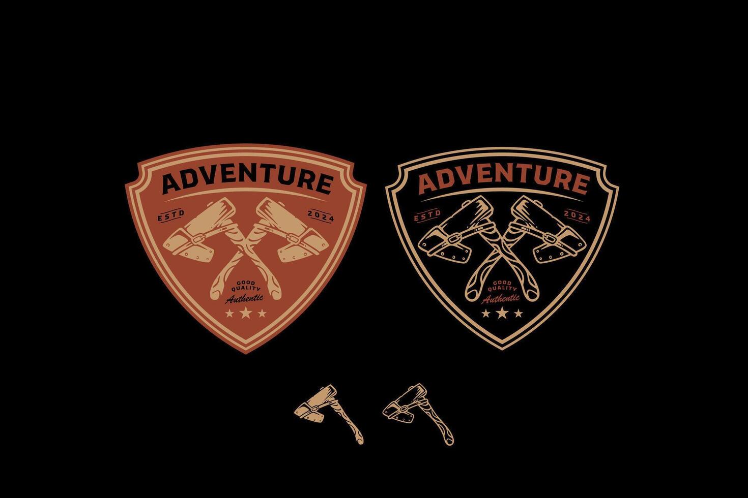 axe and sheath logo design for wildlife adventure and survival kit sport business vector