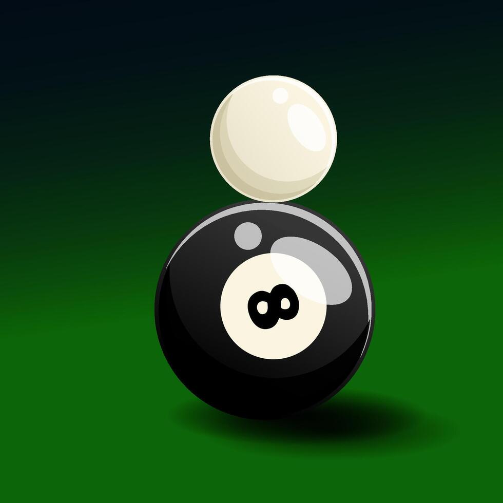 Detailed Eight Ball and Cue Illustration vector