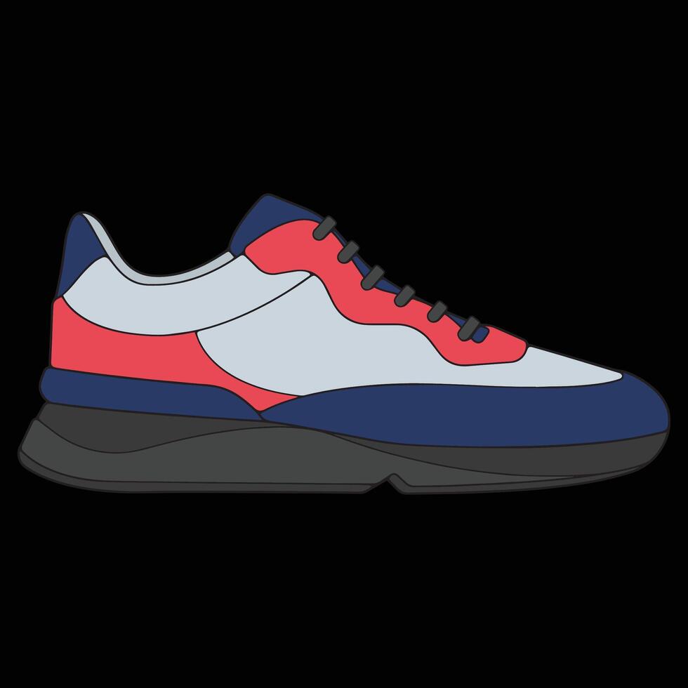 sneakers shoes for training, sneakers shoe illustration. Sneakers color full. vector