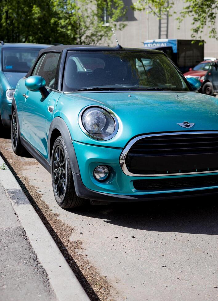 Minsk, Belarus, May 14, 2024 - front view of mini cooper photo
