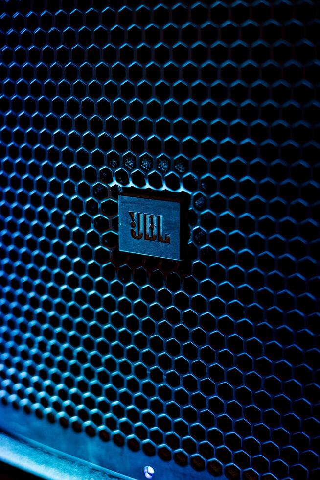 Minsk, Belarus, May 14, 2024 - detail of JBL loudspeaker photo