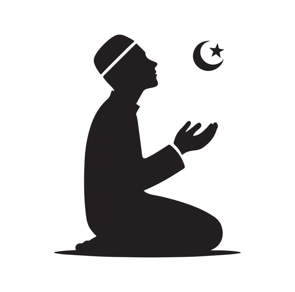 Muslim Praying silhouette. praying symbol illustration vector