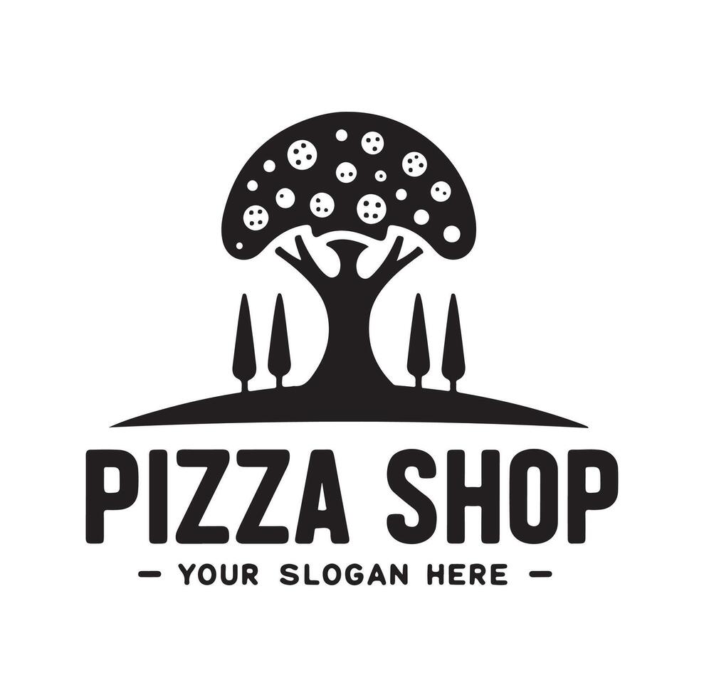 Pizza shop logo illustration vector
