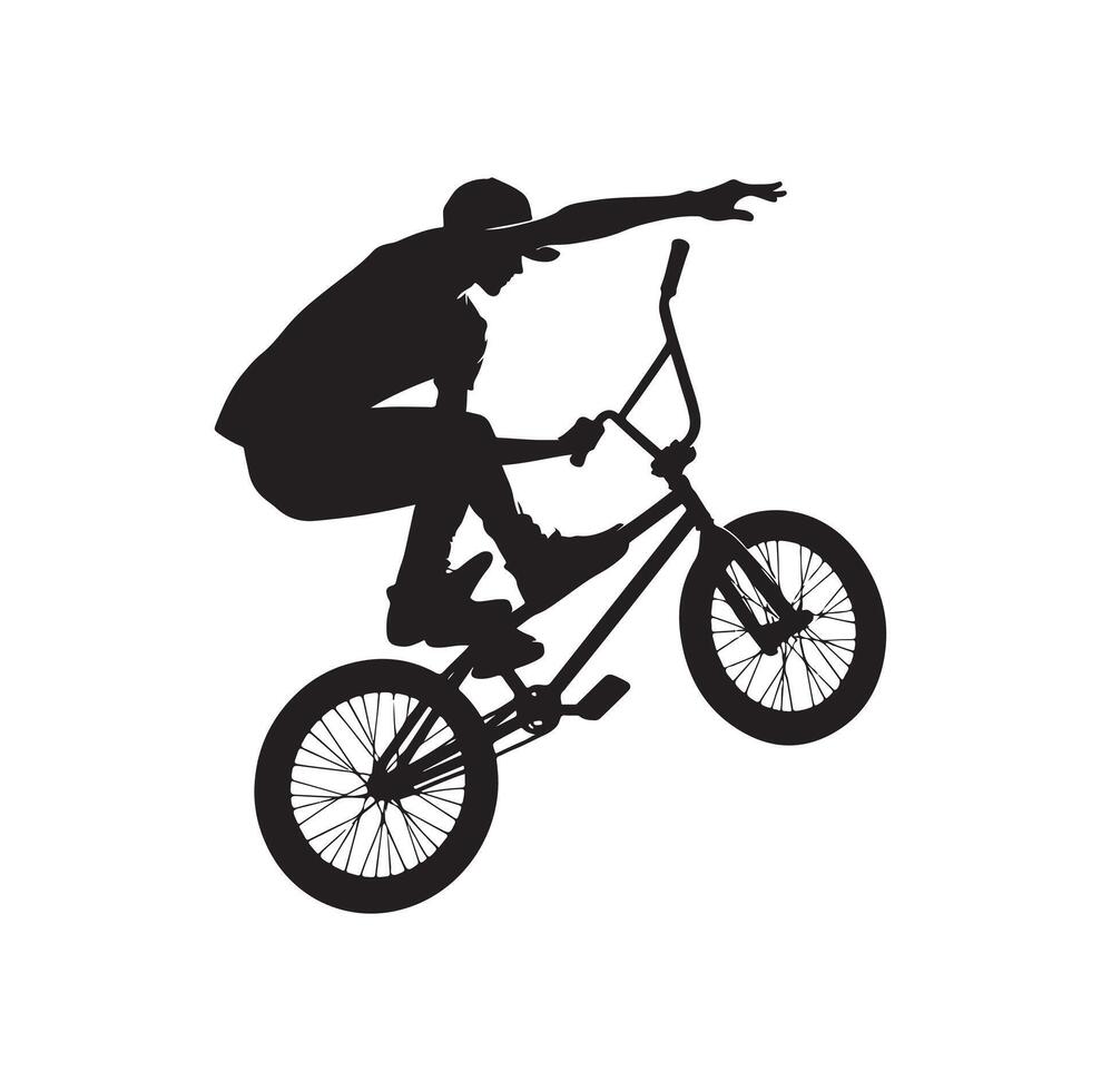 Professional bmx bicycle player silhouette. illustration vector