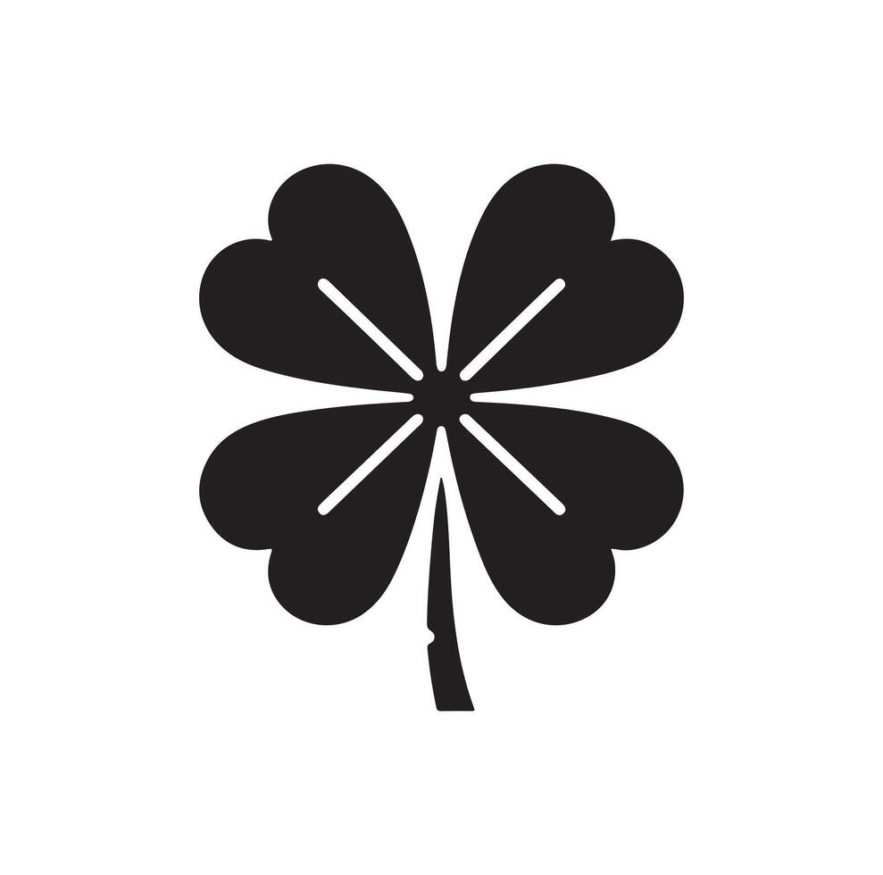 Four-leaf clover icon illustration. Black icon isolated on white background. Clover silhouette. vector