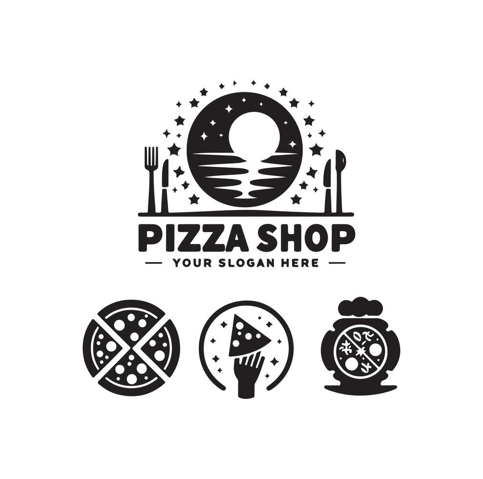 Pizza shop logo illustration vector