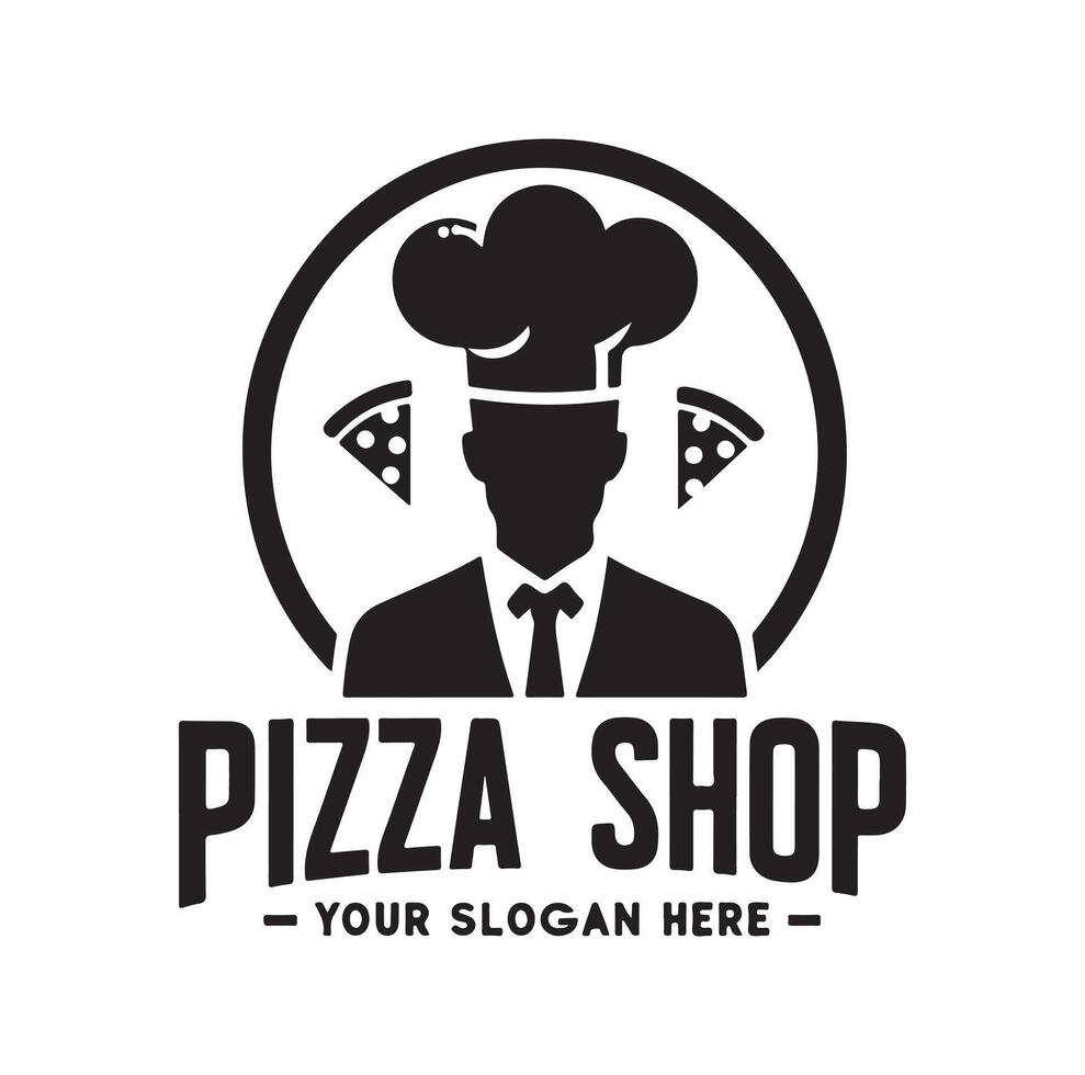 Pizza shop logo illustration vector