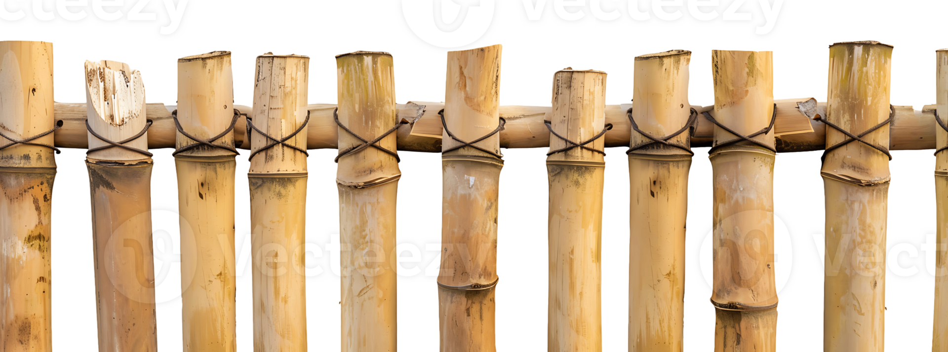 Isolated Wooden Bamboo Barrier Transparent Backdrop png