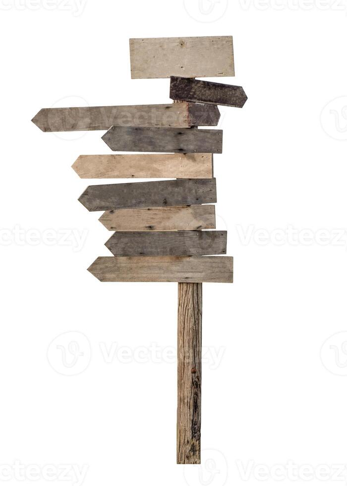 Wooden empty signpost arrows photo