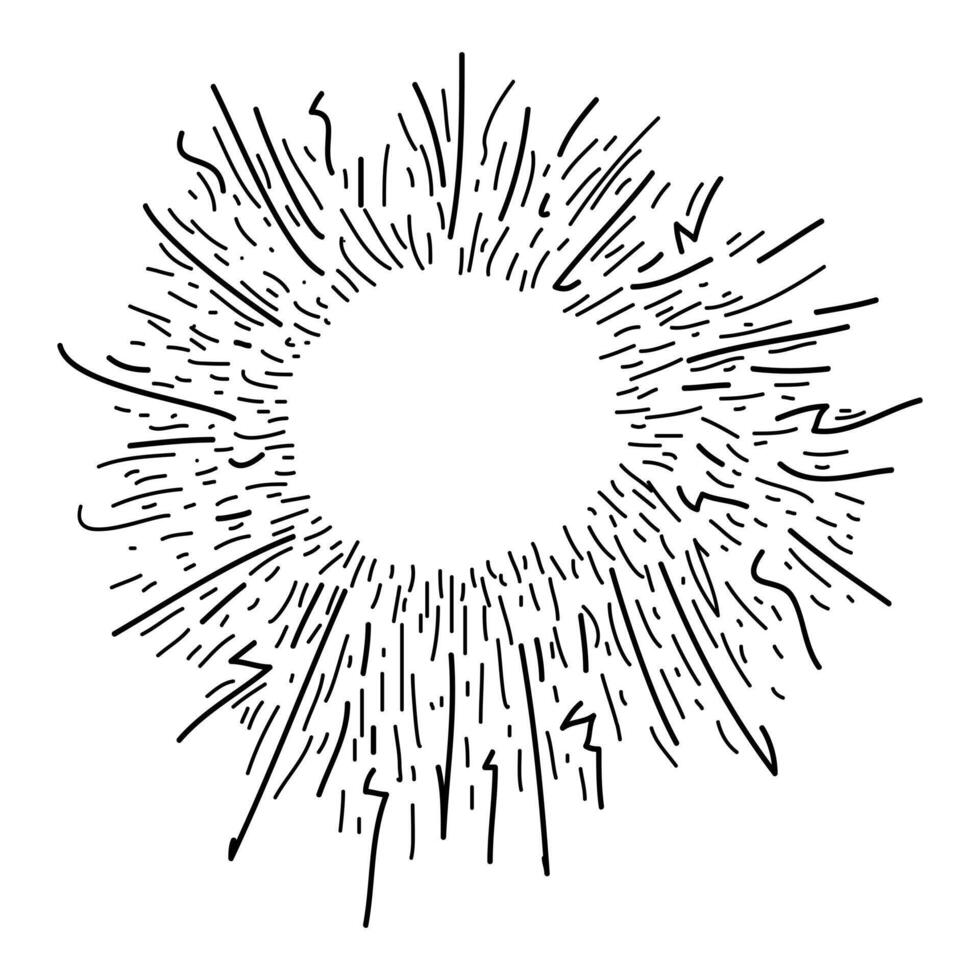hand drawn doodle starburst, sunburst. doodle design element vector