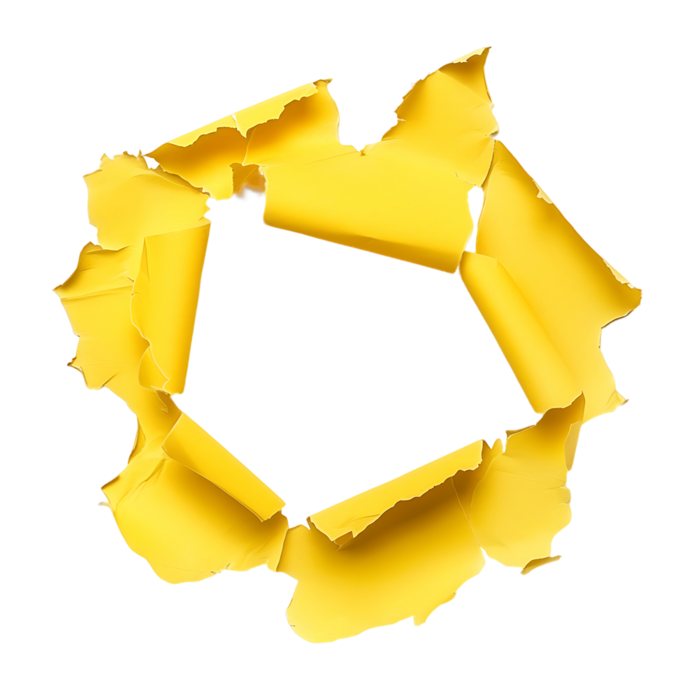 Hole in Yellow Paper on Transparent Canvas png