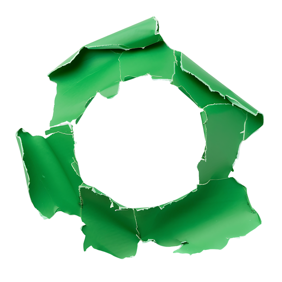 Green Paper Hole on Transparent Canvas png