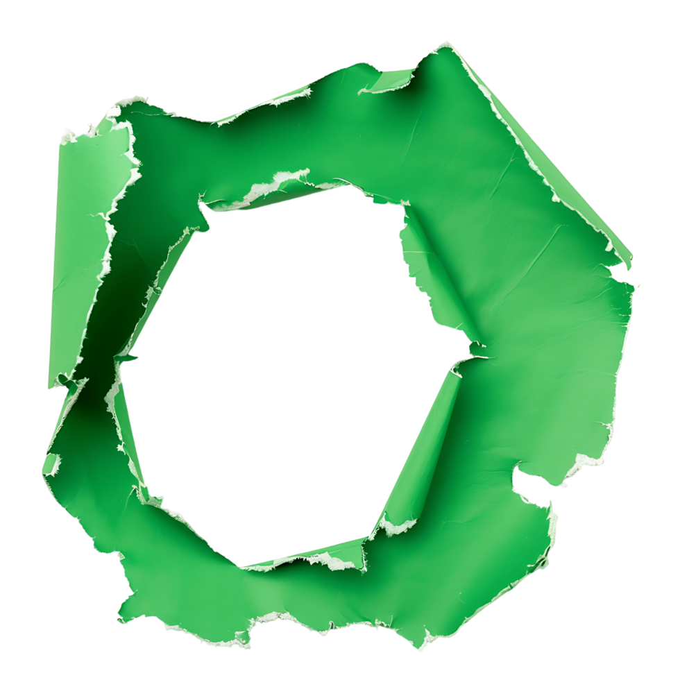 Hole in Green Paper Isolated Background Removed png
