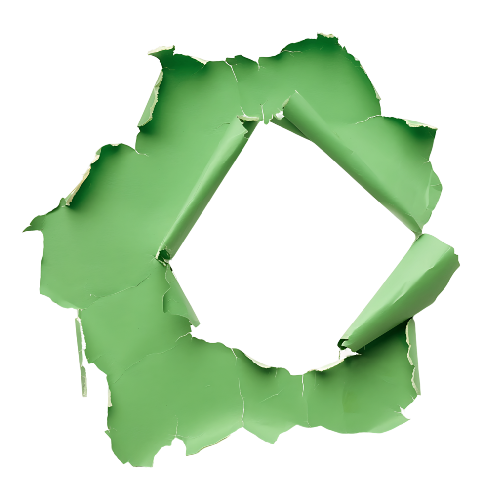 Clear Background Hole in Green Paper Isolation png