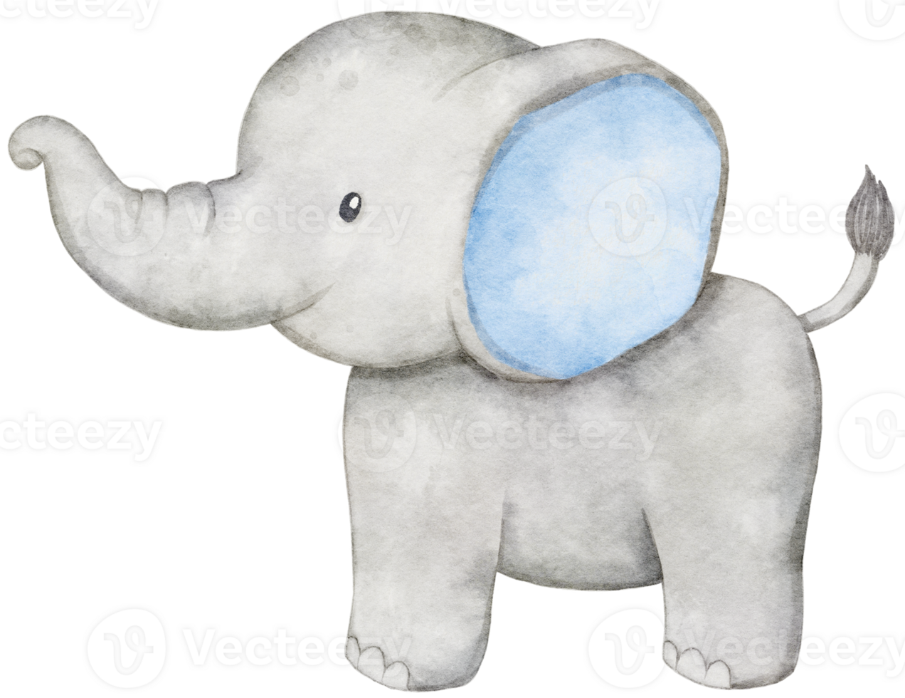 Watercolor Elephant Standing for Baby Boy png