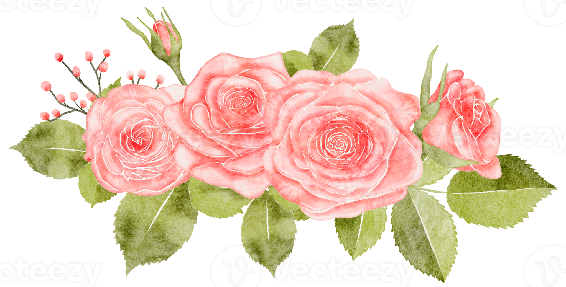 Watercolor Pink Flower Wreath Frame png