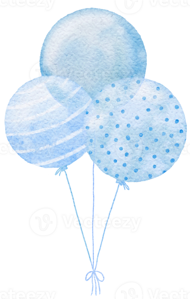 vattenfärg blå ballonger för för bebis dusch pojke png