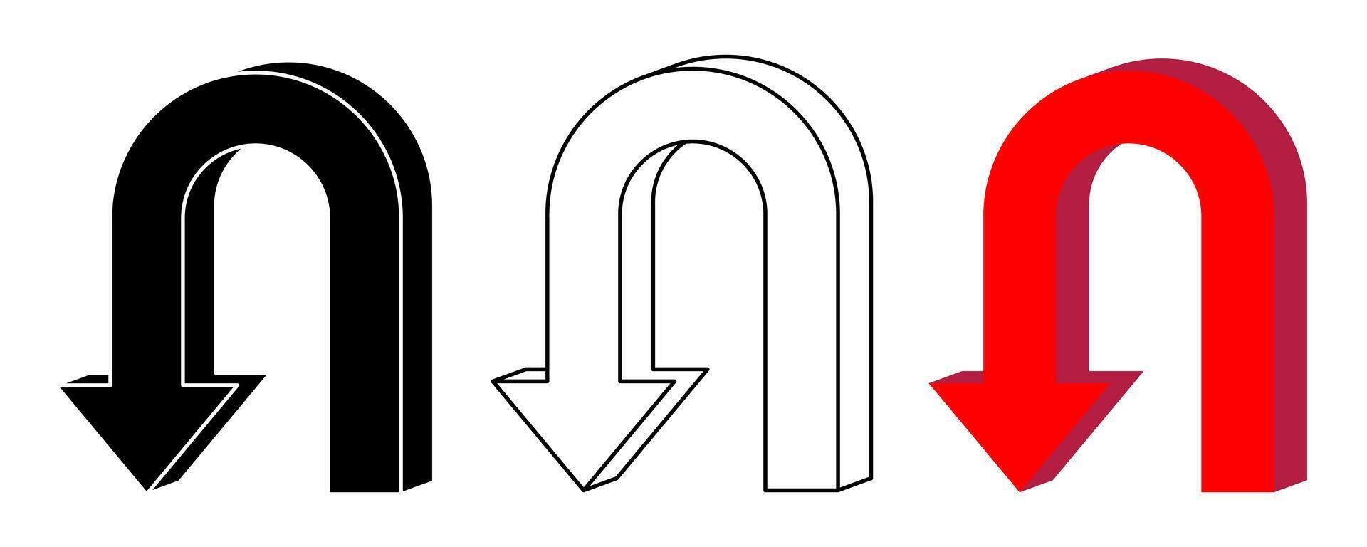simple 3D style back symbol arrow icon set. isolated design on white background vector