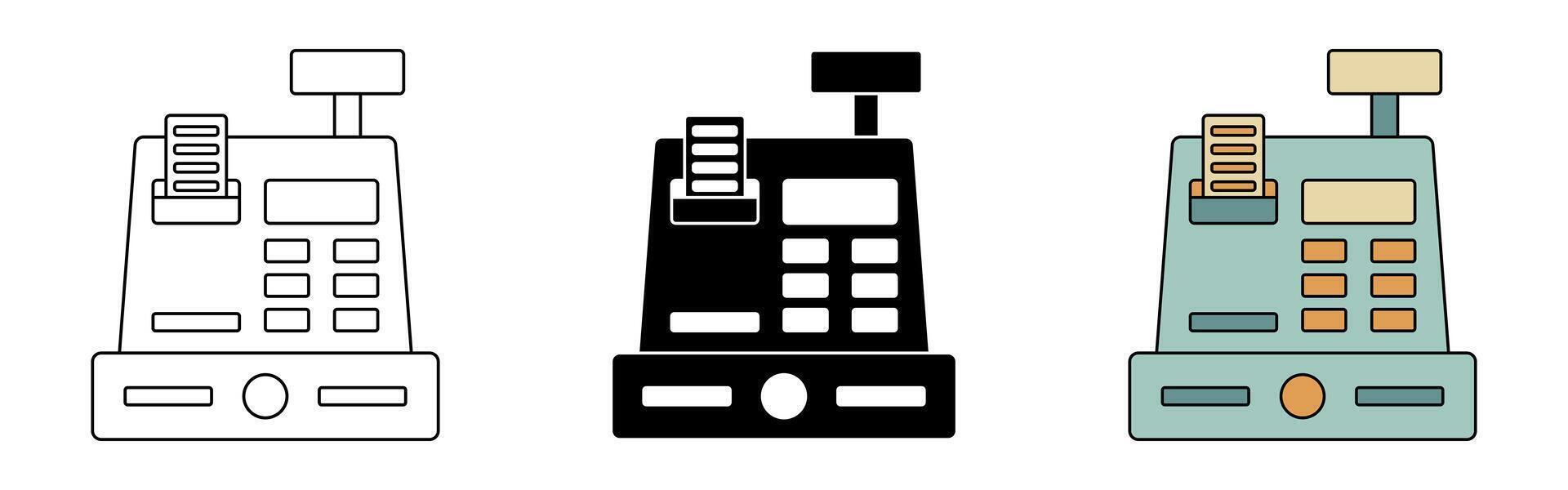 cash register icon set. trendy style cash register sign. isolated design on white background vector