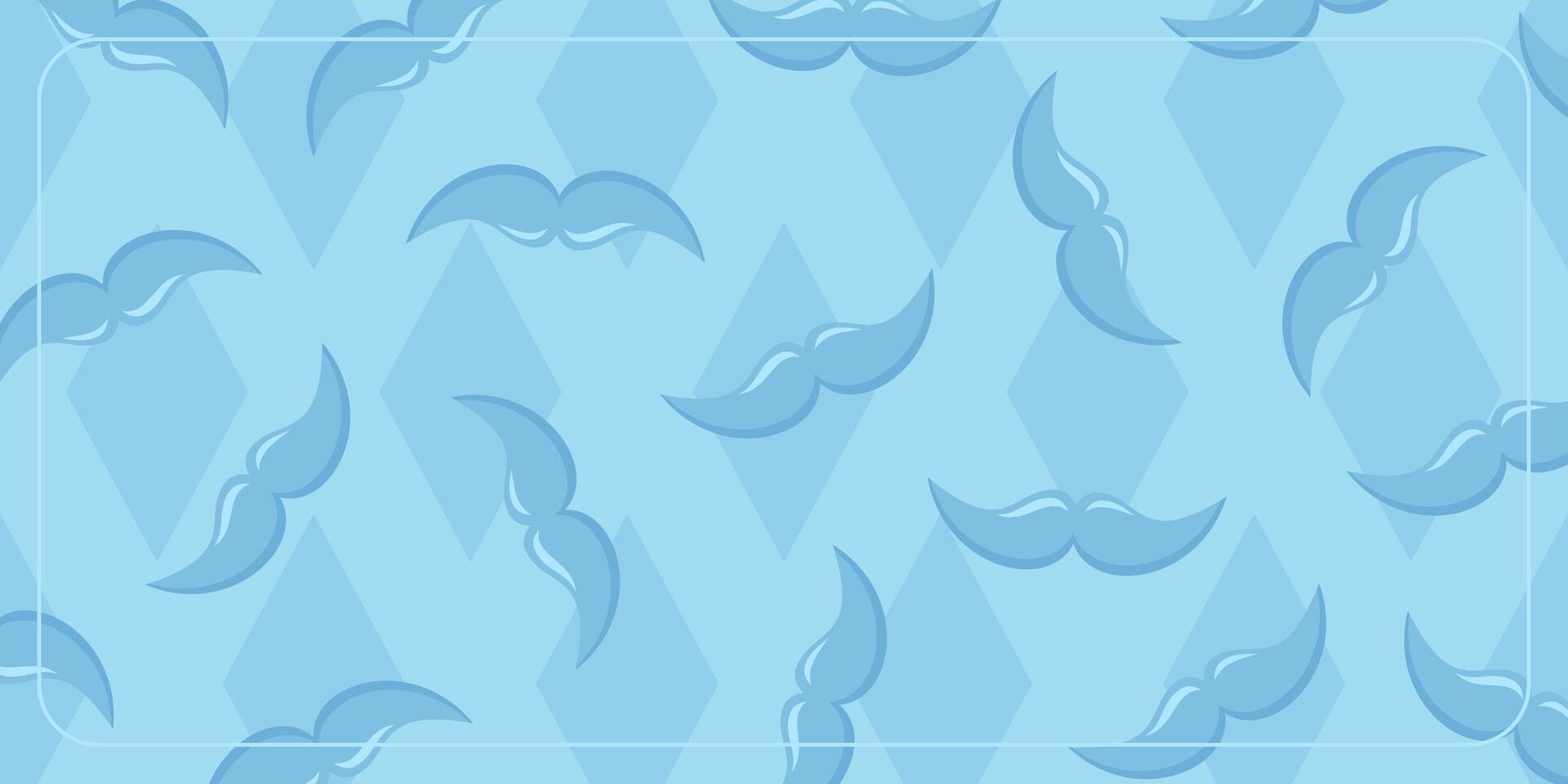 father's day blue background with mustache icons. design for banner, poster, greeting card, social media. vector