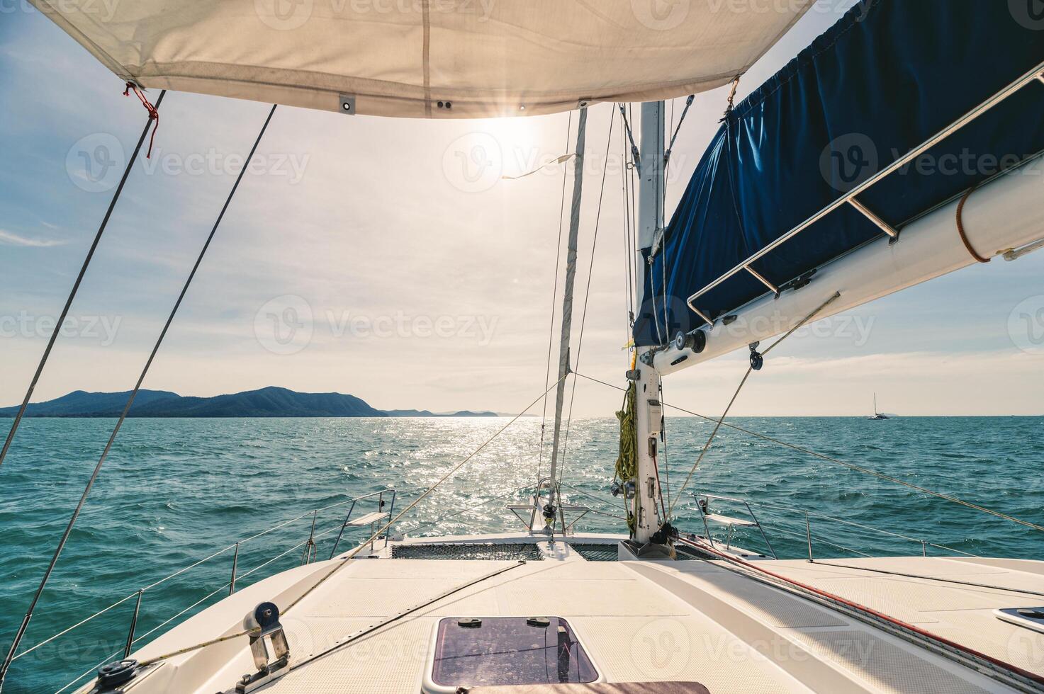 Yacht sailing on tropical sea in sunny day, Private yachting, Leisure acitivities, Recreational pursuit, Travel and summer photo