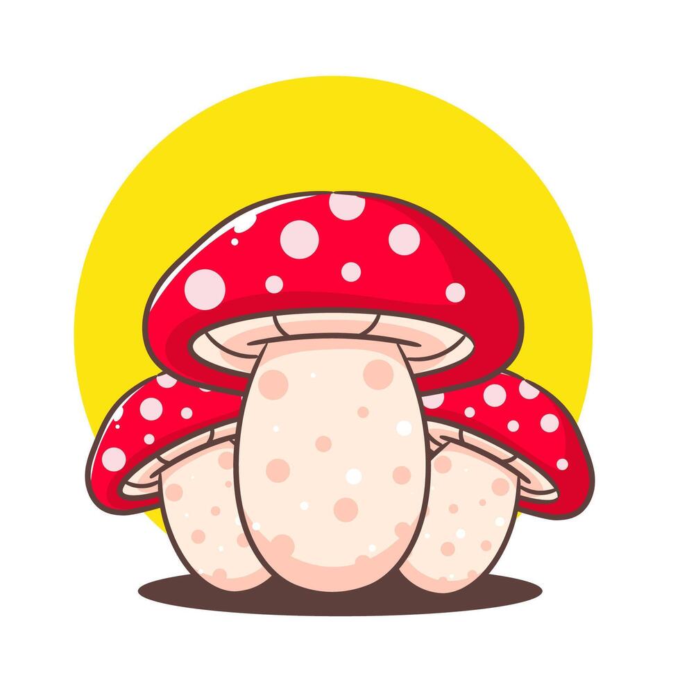 Adorable cartoon character cute mushroom. kawaii and Cheerful Mascot Logo Concept Isolated white background. Hand drawn style illustration. vector