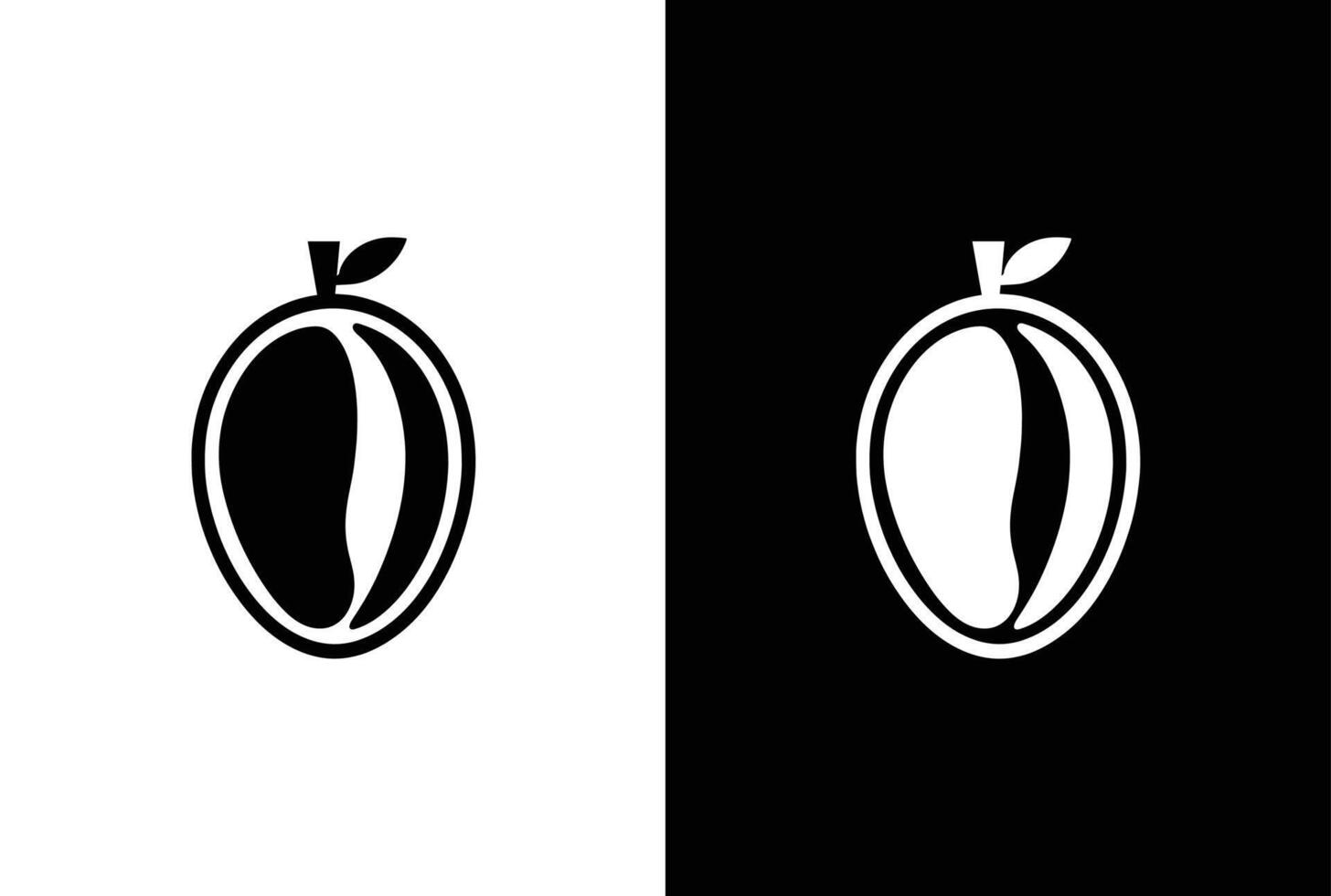 Mango icon silhouette . Mango line icon, fruit and tropical, graphics, a linear pattern on a white black background vector