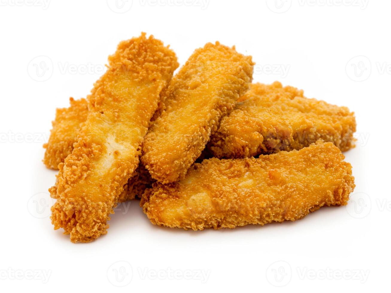 deep fried chicken nuggets on white photo