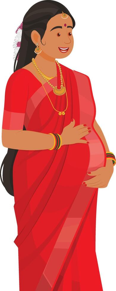 Indian pregnant woman, Concept for pregnancy. Indian woman in traditional saree. vector