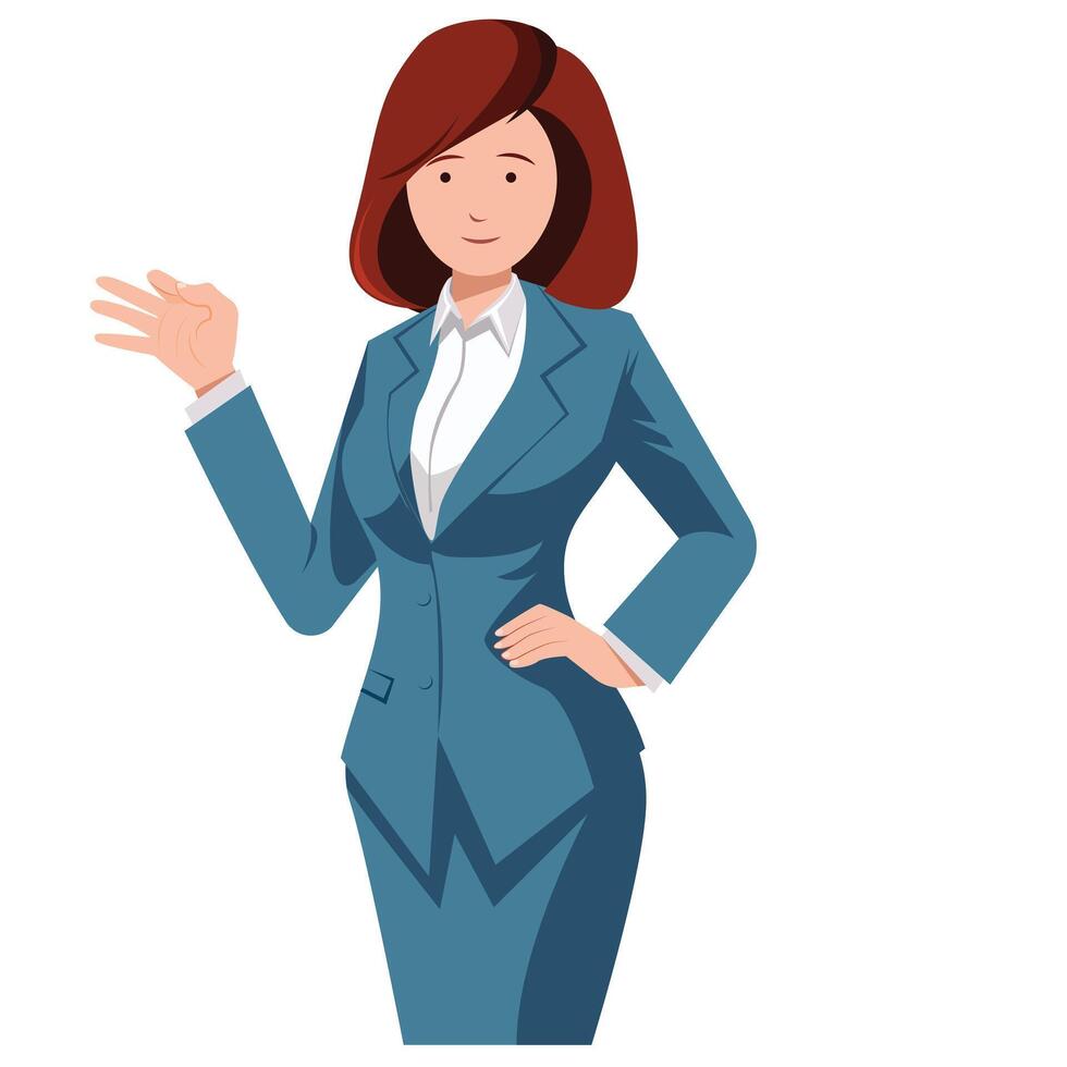 businesswoman in different actions, gestures and poses. Manager runs vector