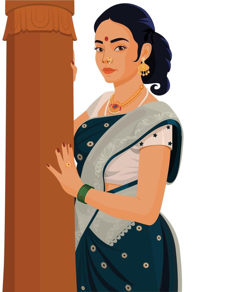 Indian Women In Red Saree, Beautiful Indian woman vector
