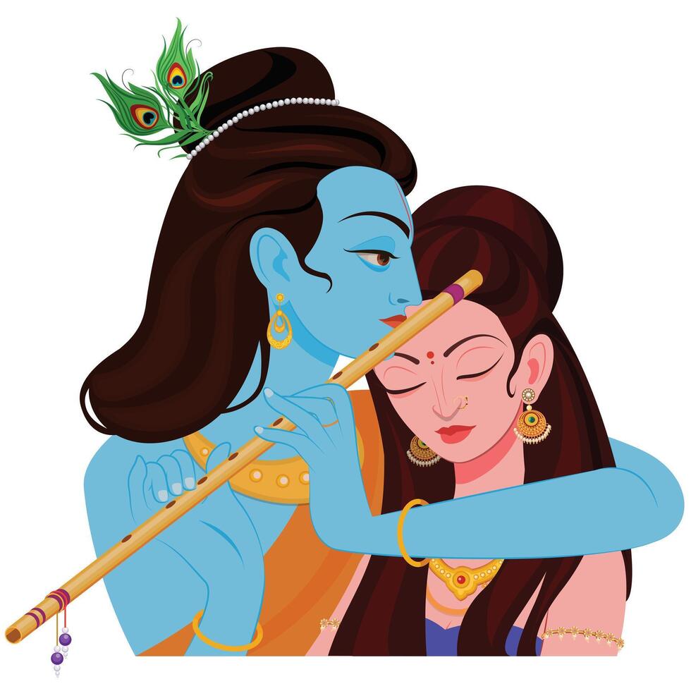 Lord Krishna and Radha on Happy Janmashtami vector