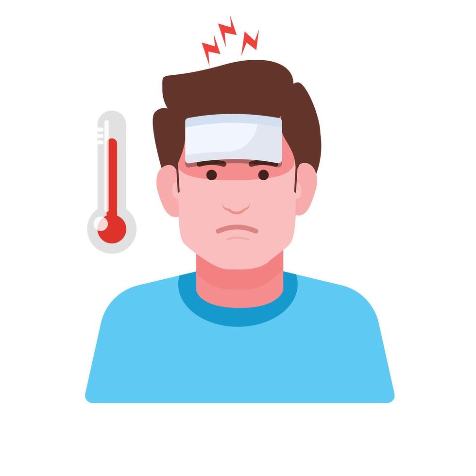 feel unwell, temperature high medical concept vector