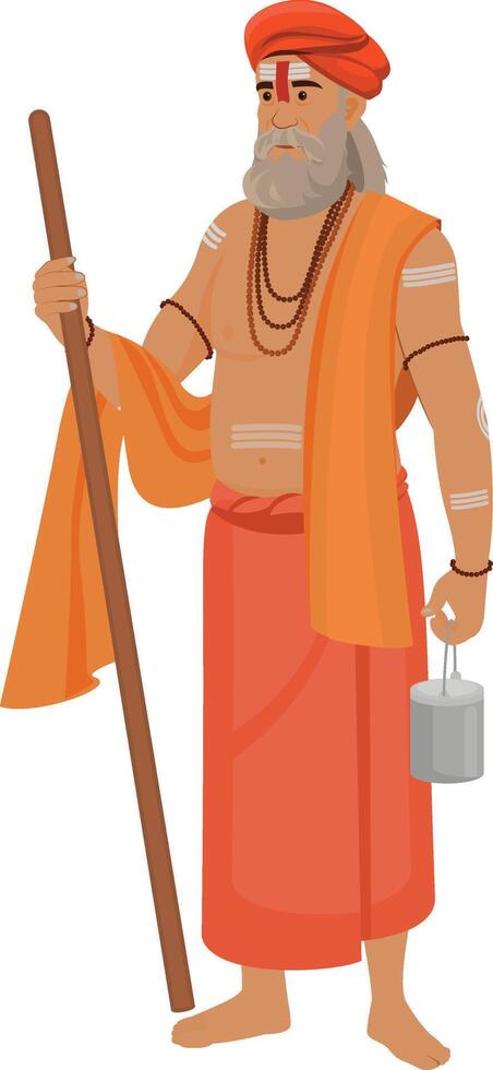 Sadhu Baba holyman, Sadhu saint of India for grand festival vector