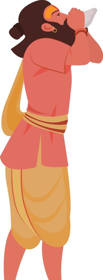 Indian priest Blowing Shankh, Indian pandit is Blowing Shankh vector