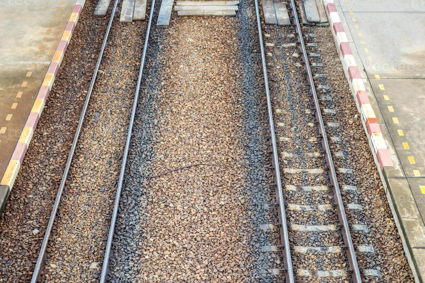 railroad with stone in country Thailand photo