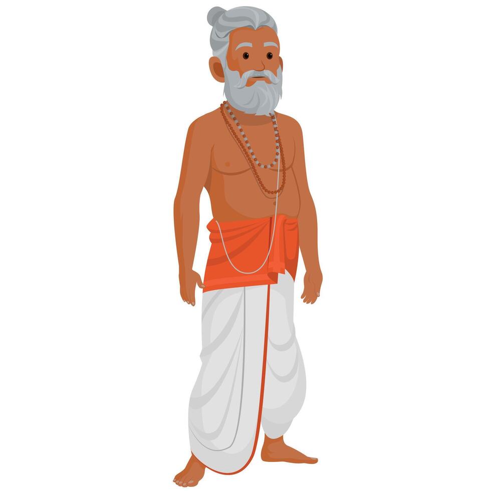 Hindu priest in traditional clothing vector