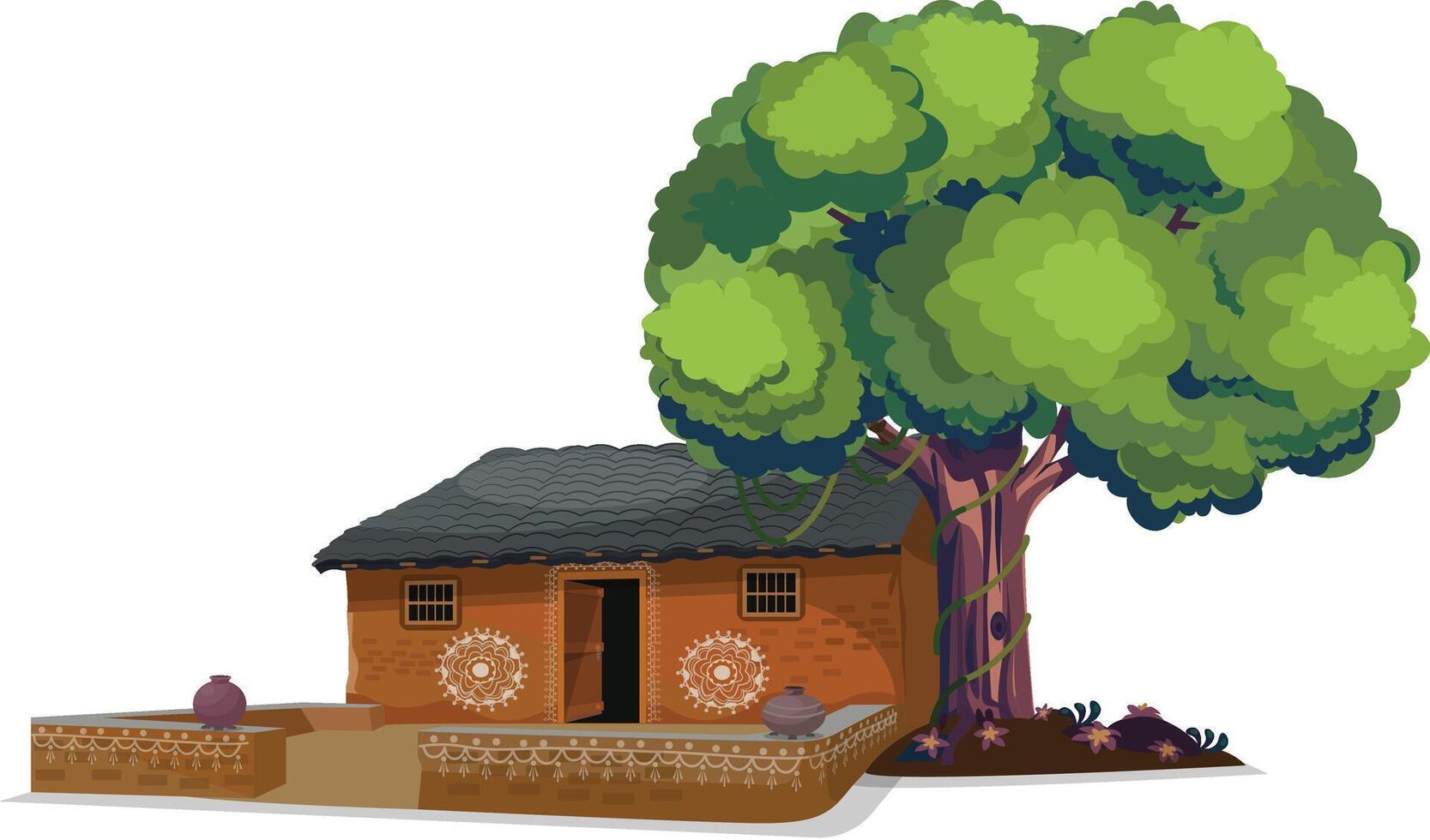 Indian village old house vector