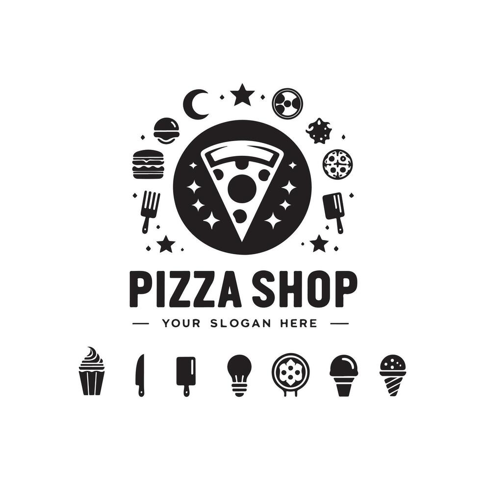 Pizza shop logo illustration vector