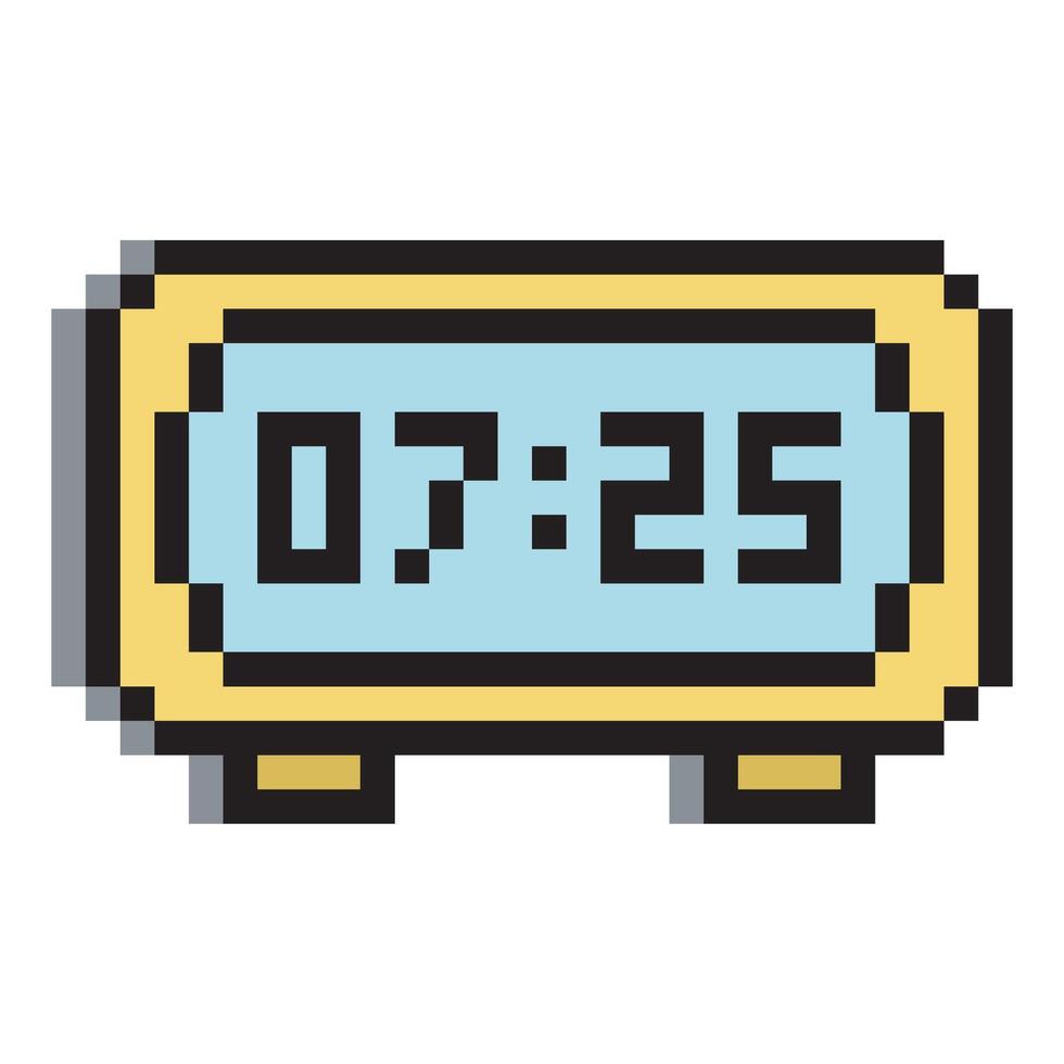 Digital alarm clock in pixel art style vector