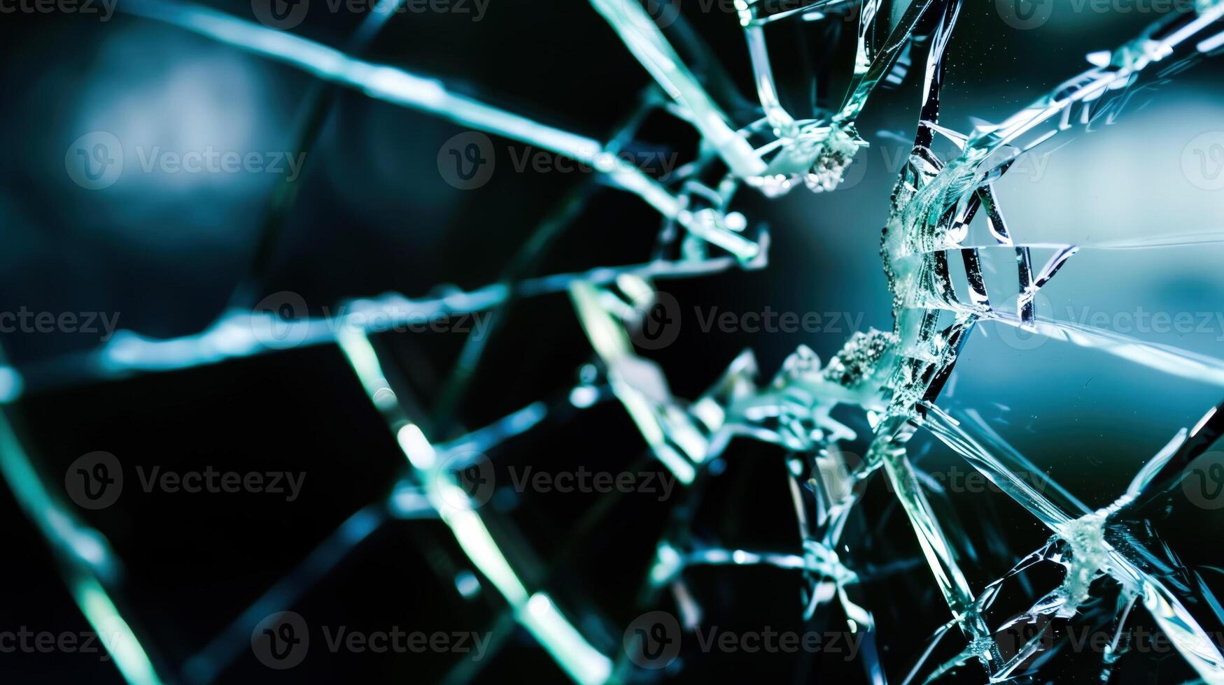 Shattered glass texture on dark background photo